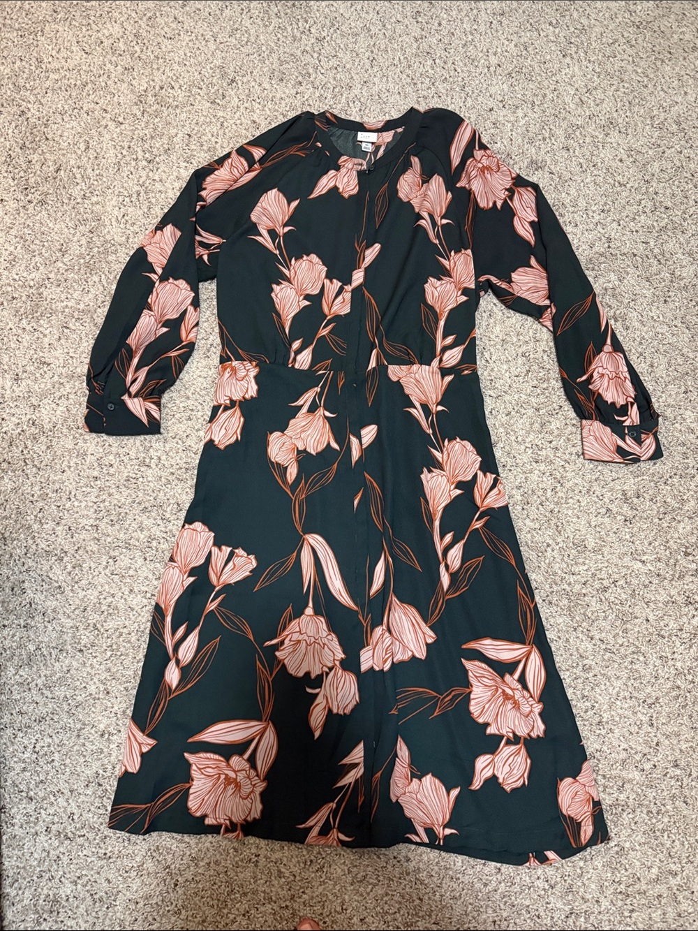 A New Day Floral Maxi Dress Black & Pink Medium Like New